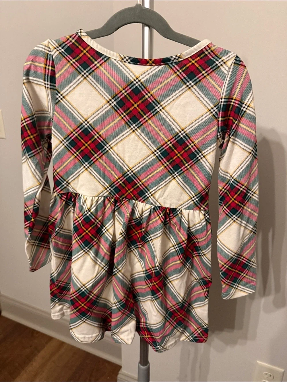 The Children's Place Red and Cream Plaid Long-Sleeve Dress